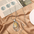 TongLing Italy Vintage Oval-shaped Metal Charm Necklace Female Brown Resin Necklace for Autumn Winter