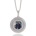 Men's Custom Memory Chain Necklace with Round Photo Pendants Gold Plated Brass Spinning Pendant Unique Round Picture Necklace