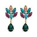 Statement Jewelry Flower Rhinestone Earrings Women Colorful Bling Crystal Flower Stud Earrings for Women