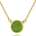 Fashion Simple Jewelry 925 Sterling Silver 18k Gold Round Natural Opal Pendant Necklace for Women
