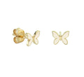 Custom Silver Jewelry White Enamel 18K Gold Plated Stud Earring Butterfly Shaped Jewelry