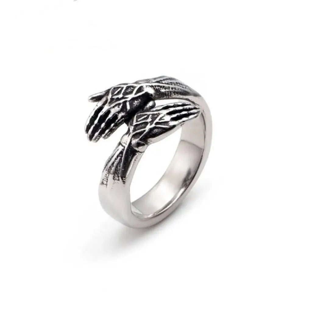 Fashion Jewelry Rings Promise Wedding Band Hand Style Hug Embrace Stainless Steel Ring for Men Anniversary Gift Size 7-13