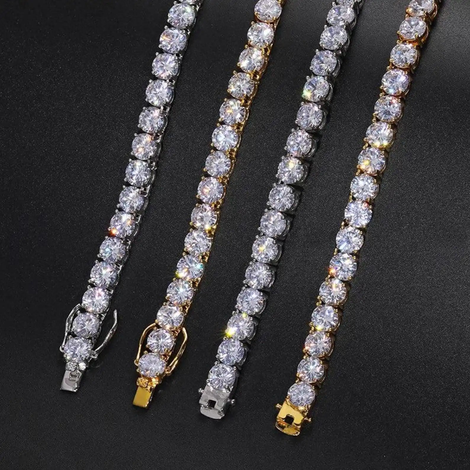 Elisa Men Women Fine Jewelry 3mm-5mm Moissanite Necklace 925 Sterling Silver Lab Grown VVS Moissanite Diamond Tennis Bracelet