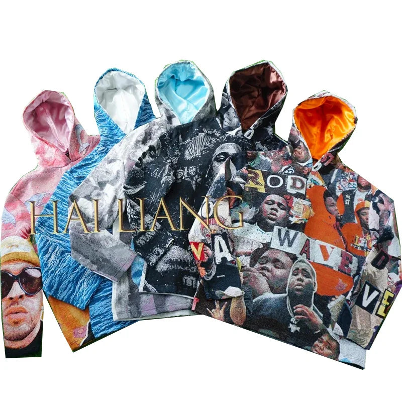 Autumn New Design Men's Tapestry Blanket Hoodies Plus Size Hip Hop Street Wear Tapestry Hoodie for Men
