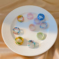 2023 Summer Wholesale Plastic Candy Opening Acrylic Rings Set Jewelry Resin Acrylic Ring for Women Men
