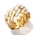 Ins Style Chunky Stainless Steel Enamel  Rings White Black Enamel Gold Ring Jewelry Women Fashion Stainless Steel  Lady Ring