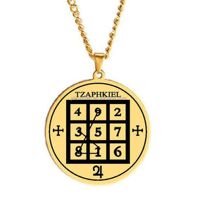 TZAPHKIEL Magic Square of Jupiter Esotericism Titanium Steel Jewelry Amulet Talisman Laser Cut Stainless Steel Pendant Necklace