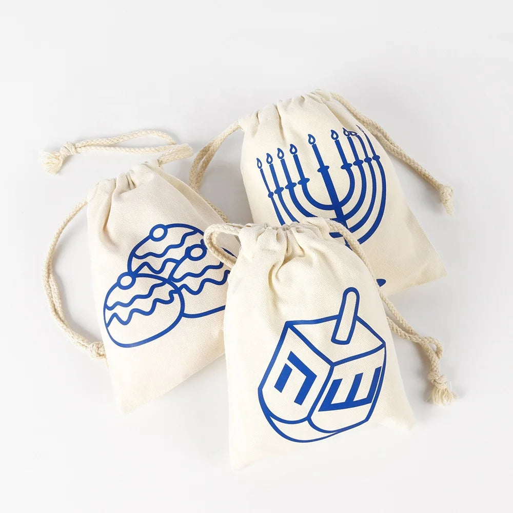 Kids Hanukkah Gift Bag Set 8 Nights of Hanukkah Gift Bags Hanukkah Countdown Calendar Chanukah Drawstring Burlap Bags