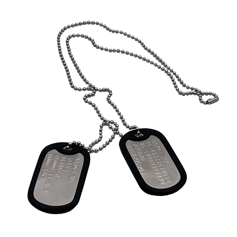 Cheap Custom Double Blank Stainless Steel Dog Tag Necklace with Ball Chains