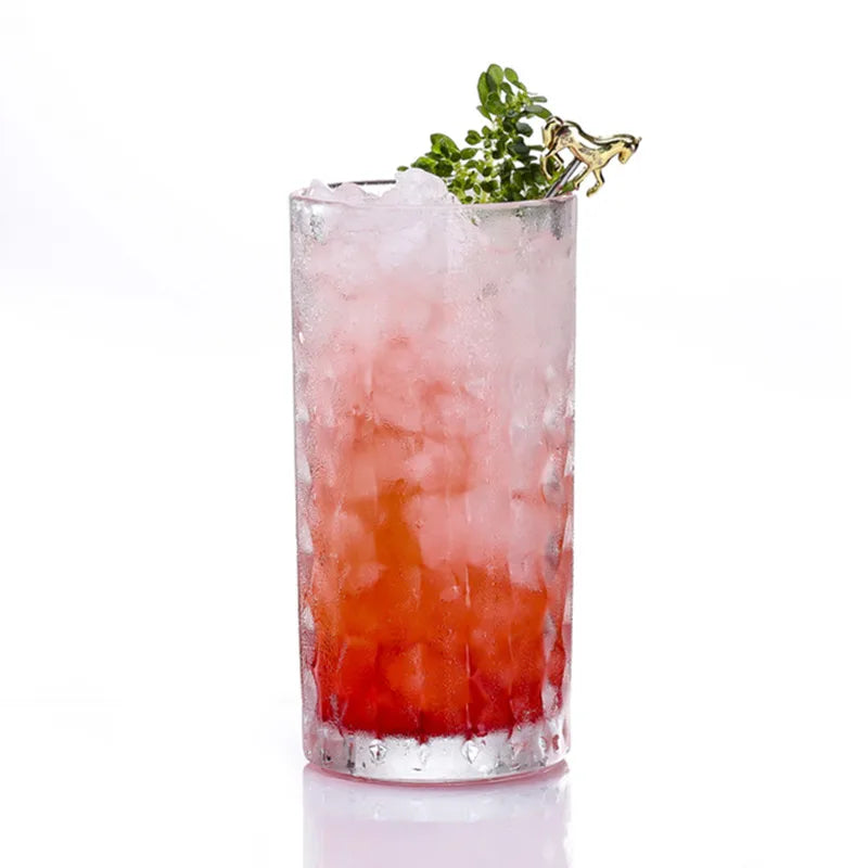 European style mojito straight cocktail glass juice long island iced tea cup embossed flower highball glass