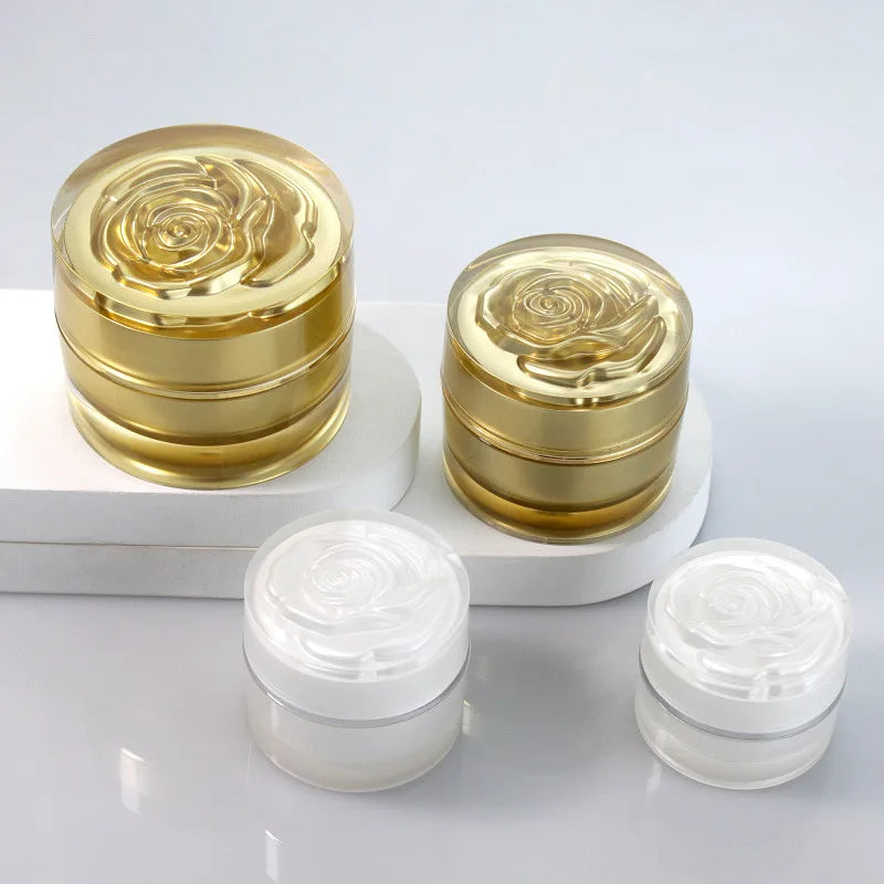 New Products Custom Golden Skin Care Face Cream Container 10g 15g 30g Double Acrylic Cosmetic Jar