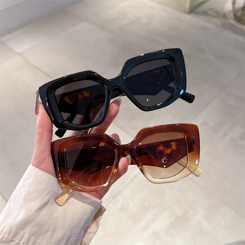 Colorful Polygonal Oversized Special Shape PC Frame Gradient Men Women UV400 Glasses Decorative Travelling Sunglasses