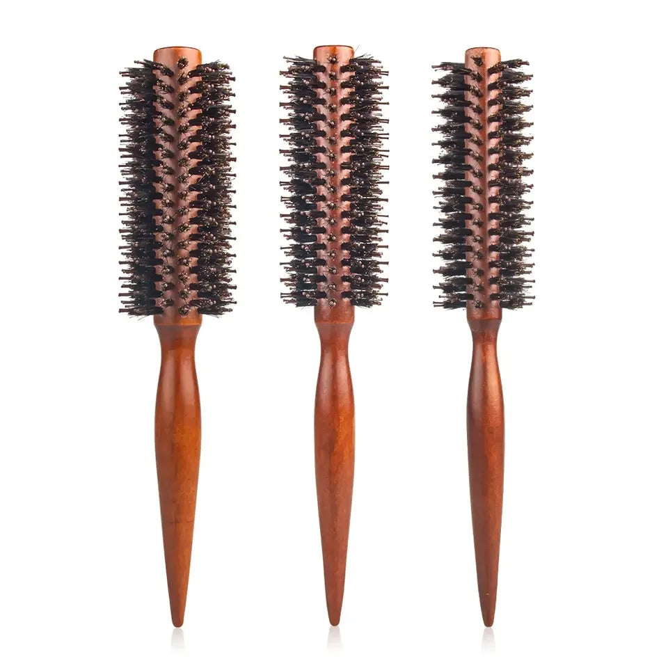 Customized Design Home Barber Salon Heat-resistant Women's Bristle Nylon Hair Wooden Round Hair Comb