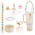 New Accessories Silicone Ring Bohemian Daisy Rope Straw Hat Key Chain Hanging Customized Package Cup Boot BPA Free 3D Stickers