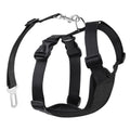 Dog Safety Harness with Seat Belt Tether-Breathable Mesh Nylon Adjustable Car Harness for Restraining Pets