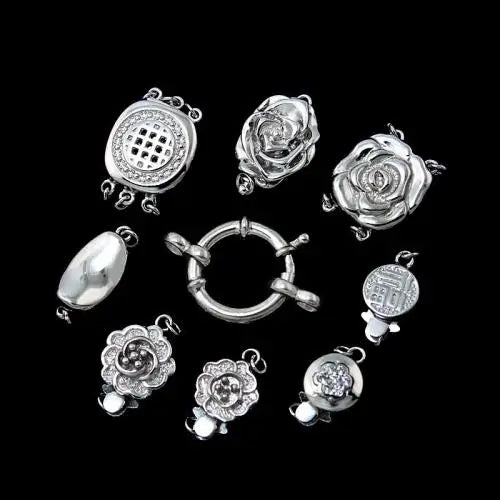 Wholesale 925 Jewelry Clasp Fasten Sterling Silver Box Clasp DIY Jewelry Supplies Rhinestone Original Color 756442