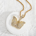 Fashionable and Minimalist butterfly Pendant Hip-hop Zircon Inlaid Layered Accessory Hell Flame Devil butterfly Pendant