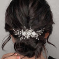 Handmade Women's Wedding Hair Combs Gold Leaf Bridal Jewelry with Pearl Clay Resin Alloy Flowers Customizable Hair Accessories