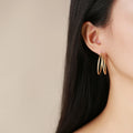 Trendy Big Round Double Circle Hoop Earrings Gold Plated Stainless Steel Hypoallergenic Earrings for Women Girls