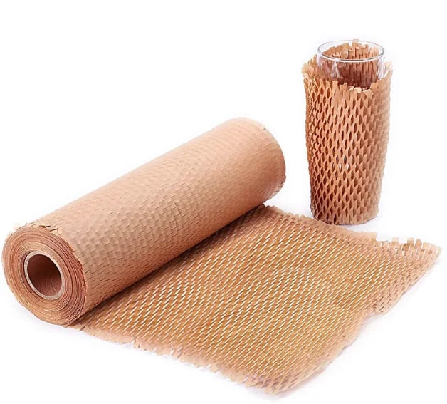 Eco-Friendly Recyclable Wrapping Paper Wrapping Protection Roll With Fragile Sticker Perforated-Packing Honeycomb Paper
