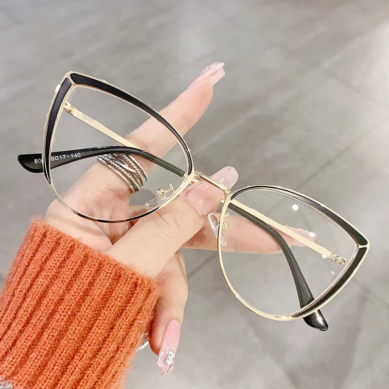 2023 Qmoon New Metal Anti-Blue Light Frames for Eye Glasses Cat Eye Available With Prescription Custom Glasses