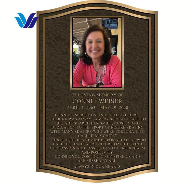Memorial Plaque Grave Ready to Ship Engraved Bronze Photo Plaque Funeral Plaques Metal Brass Bronze  Plaques for Cemeteries