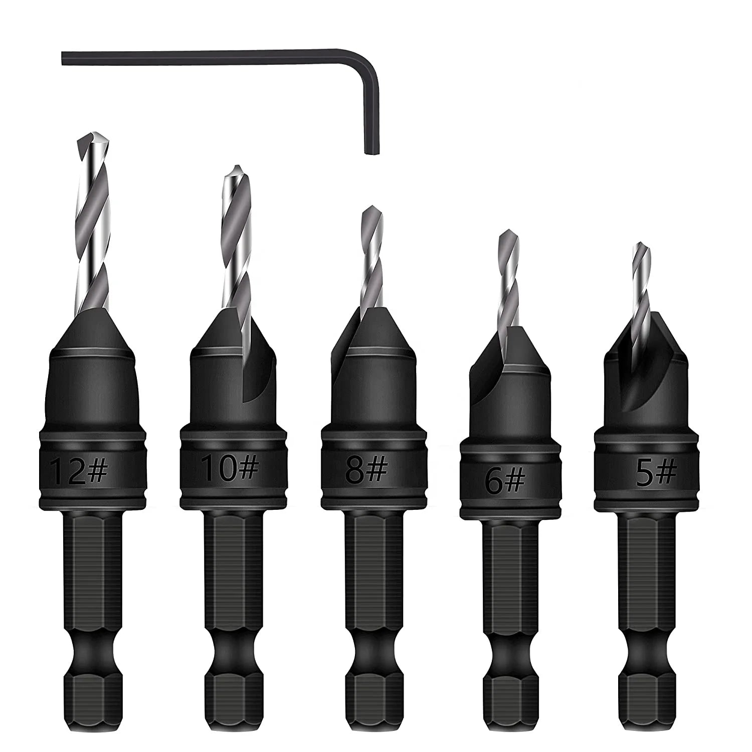 Countersink Drill Bit Set Adjustable Replaceable HSS Drill Bits Sink Holes for Woodworking
