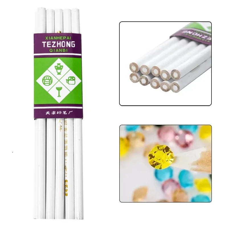 10Pcs Crayon Wax Dotting Pen Pencil Nail Art Rhinestones Picking Crystal Picker Tools Pick up Pencil Manicure Dotting Tool
