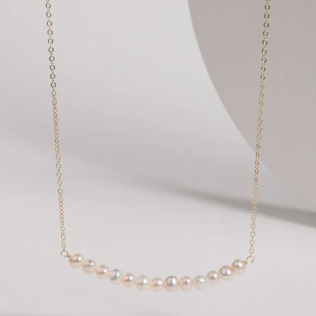 Simple Design 14K Gold Filled Chain Choker Necklace Baroque Natural Freshwater Pearl Necklace