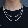 RINNTIN BSC47 Solid 925 Sterling Silver Tennis Chain Necklace Women's 3mm Round Cubic Zirconia Tennis Necklace