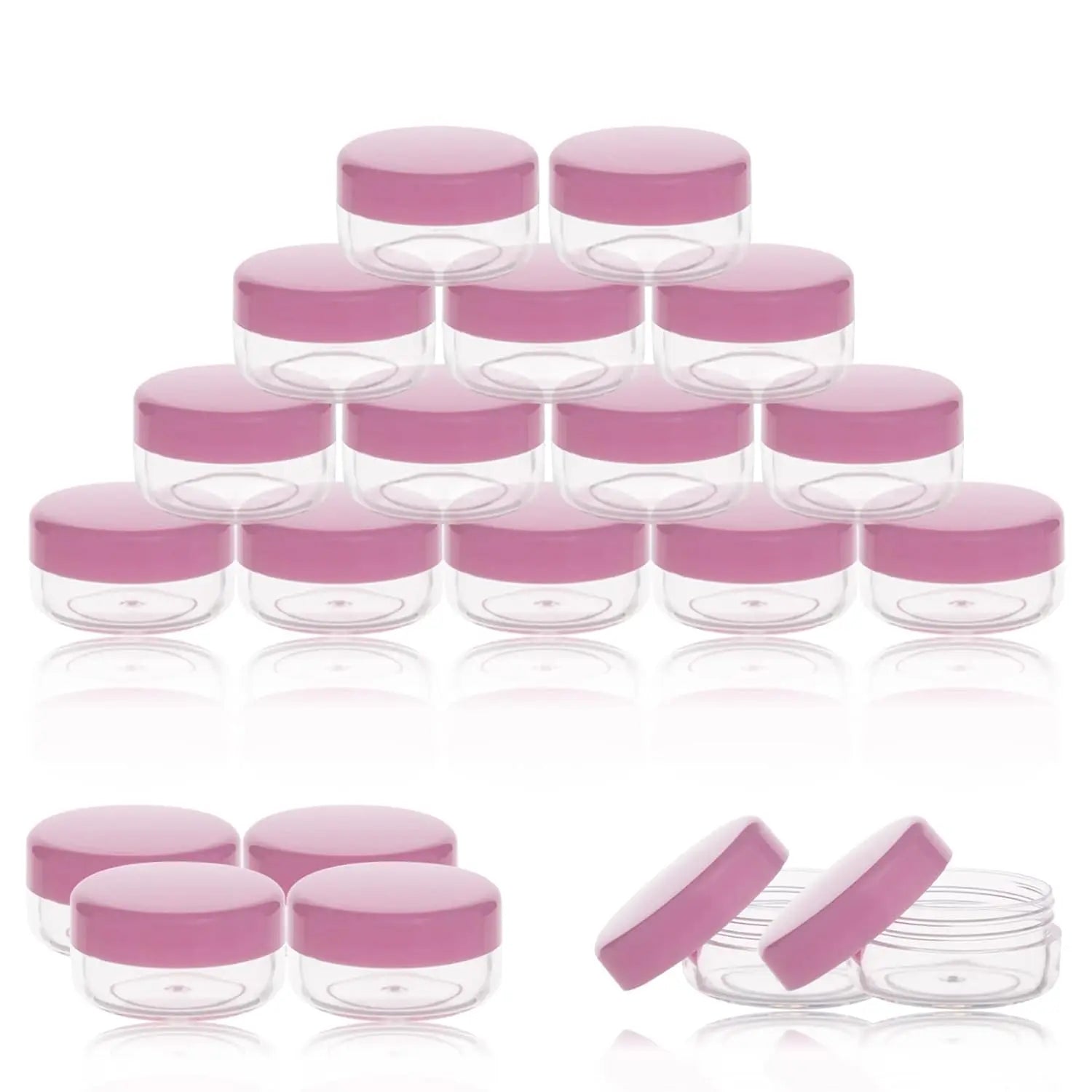 3 Gram Sample Containers with Lids 25 Count Tiny Sample Jars Lotion Powder Beauty Products(Pink Lids)
