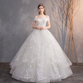 2021 Boat Neck Off Shoulder Plus Size Leaf Lace Flowers Wedding Gown Simple Elegant Wedding Gowns Bride Dress