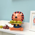 Funny Kids Room Desk Organizer Art Cartoon Painting Lion Statue With Metal Fruit Candy Serving Plate
