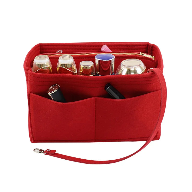 Hot Sale Custom Felt Cosmetic Makeup Bag Felt Cosmetic Bags Travel Inner Purse Portable Handbag Storage Organizer Tote