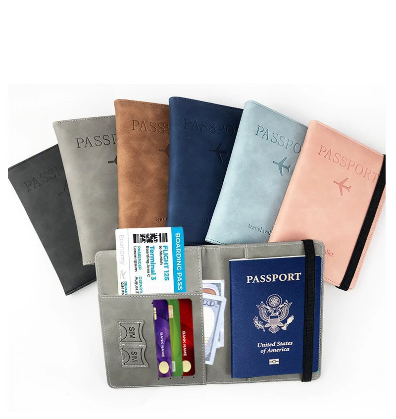 Hot Sale RFID Blocking Passport Cover for Trip PU Leather Travel Wallet Passport Holders Wallets Can Custom Logo Packaging