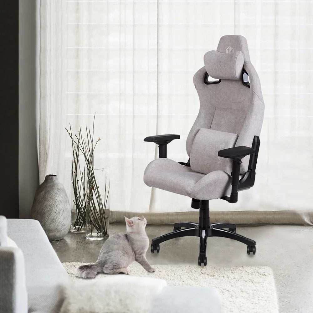 Pet Friendly Fabric - Breathable Comfortable Lumbar Cushion Included Gaming Chair