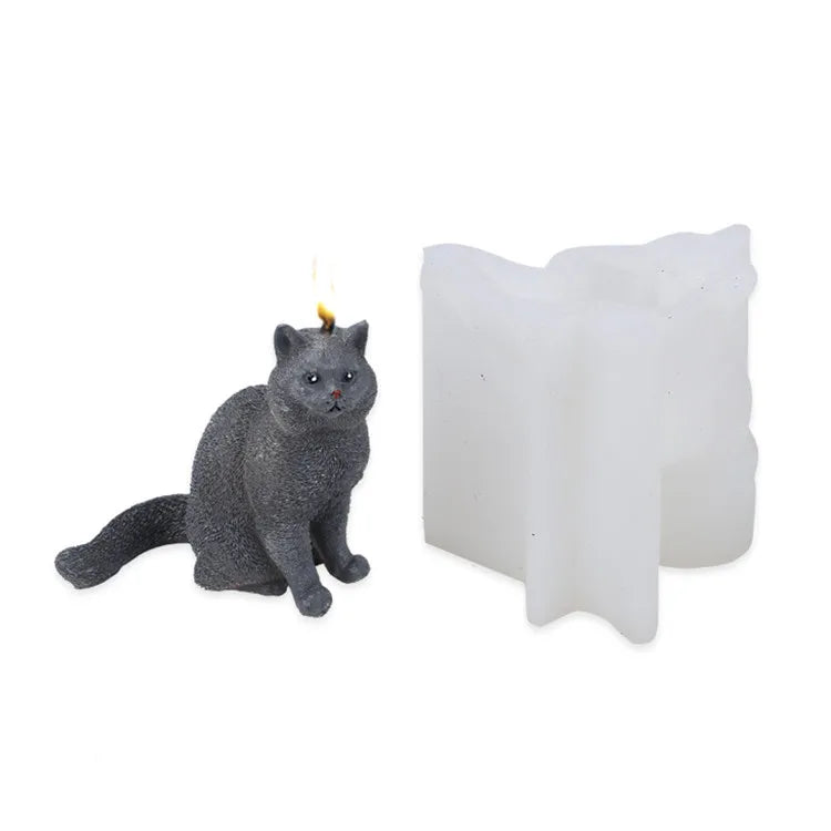 Hot Selling Cat Shaped Silicone Mold for Concrete Candle Golder Home Decor Gift Animal Soy Wax Silicone Mould D70