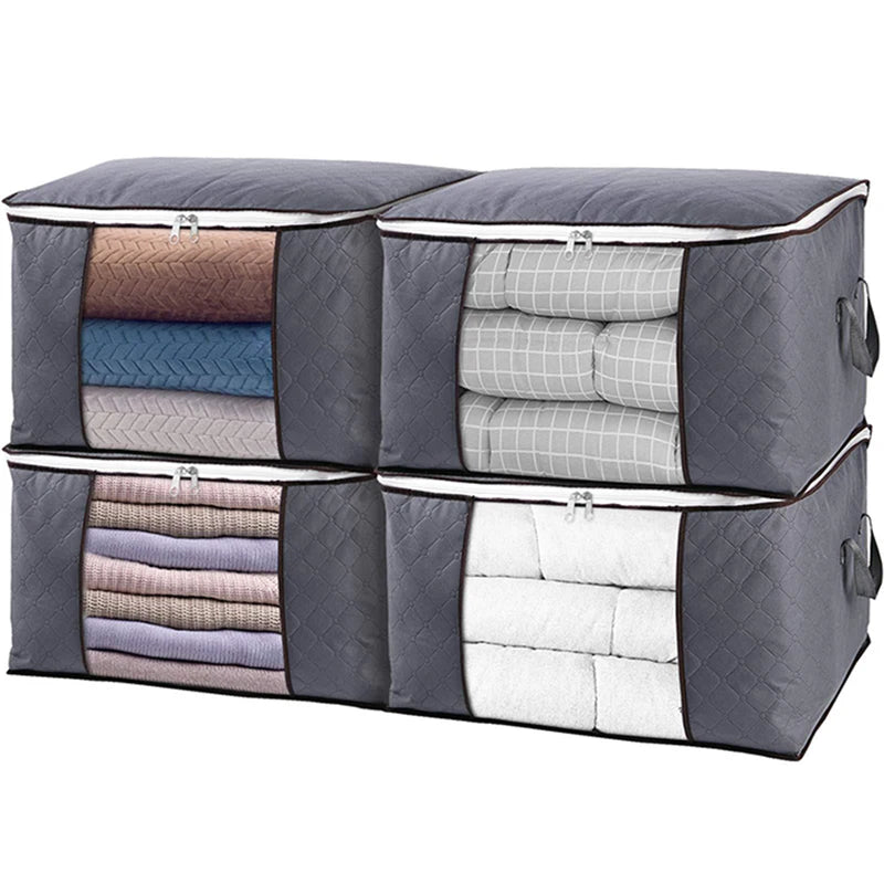 Comforters Blankets Bedding Foldable Quilt Organizer with Clear Window Large Capacity Clothes Storage Bag