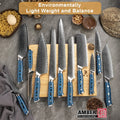 Amber Blue Handle Pakkawood Custom logo sharp 5pc Cooking Kitchen Knife Set Chef Knife Set Japanese Knifes Set