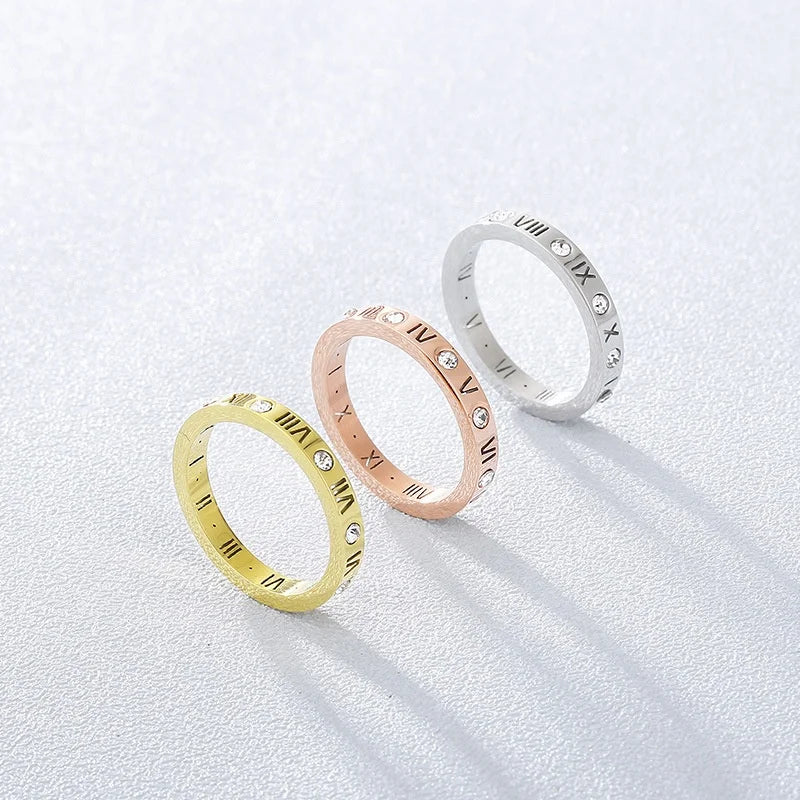 Eternal Classic Design Geometric Fashion Charm Jewelry Stainless Steel 18k Gold Round Zircon Woman Diamond Engagement Ring