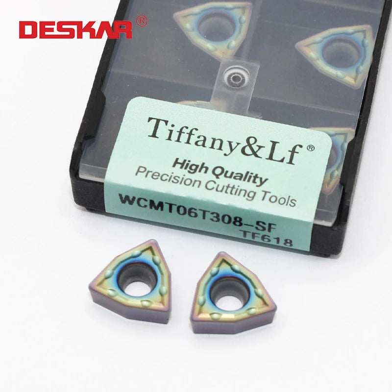 Tiffany&LF for DESKAR CNC Lathe Machining Cut Sharp Harden Quenched Steel Blade WCMT06T308-SF-TF618 Carbide Inserts Turning Tool