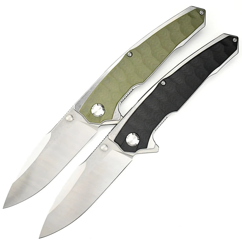 Bouquite G10 Handle D2 Steel Folding Pocket Knife Outdoor Survival Tactical Defense Hunting Camping Fishing Customizable OEM