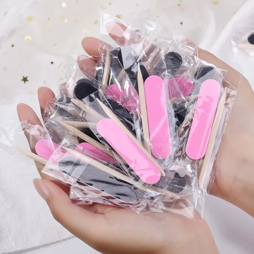 Wholesale Disposable Nail Sticker Tools Professional Wood Nail Sticks and Mini Nail File Set