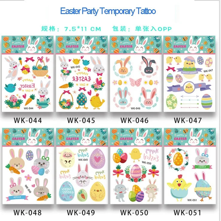 Easter Party Favors Assorted Easter Theme Temporary Tattoos Bunny Dinosaur Easter Egg Design Temporary Tattoos for Children