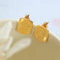 Creative Square Korean Earrings For Women Little Boy Portrait Irregular 18k Gold Stainless Steel Earrings
