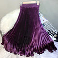 New Fashionable Wholesale Mid-Length Skirt High Waist Slim A-Line Satin Long Pleated Women Skirt