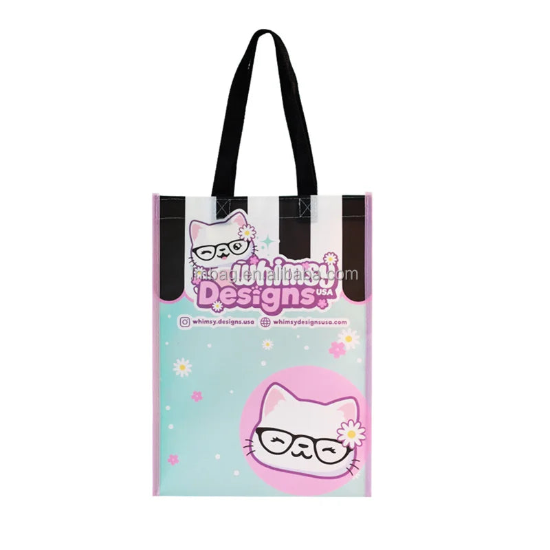 Wholesale Custom Printed Eco Friendly Recycle Reusable Laminated Nonwoven Shopping Tote Bag Digital Print Tote Bag