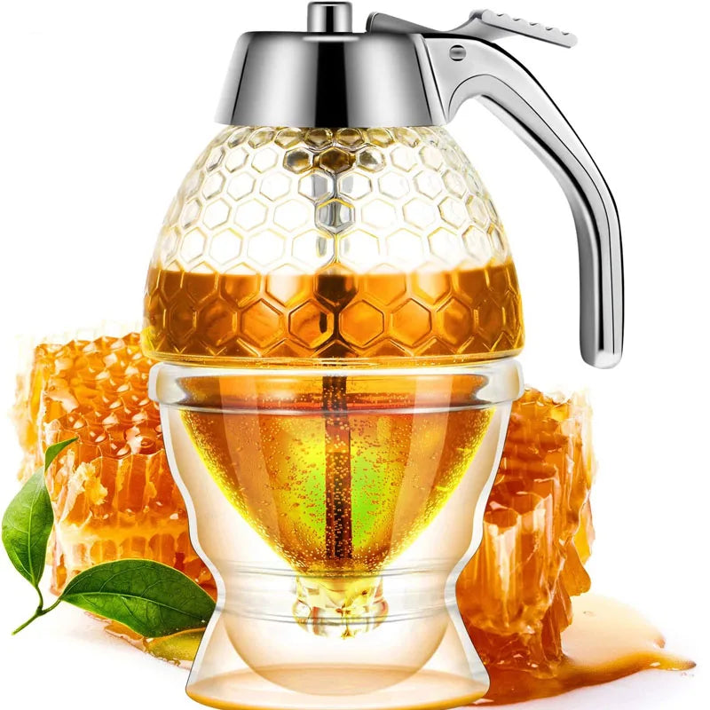 200ML Drip Honey and Syrup Dispenser Portable Juice Bee Storage Pot Jar Acrylic Honey Dispenser No Drip Pot Honey