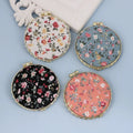 Classic Fabric Printed Double-sided Foldable Portable Mini Makeup Mirror Round Heart Shape Compact Mirror