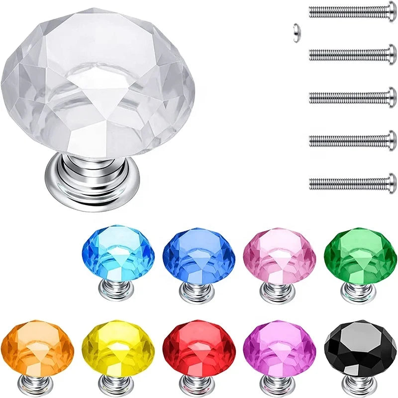 New Home Decorative Accessories Crystal Kitchen Cabinet Handles Stainless Steel Kitchen Cabinet Door Handle Custom Glass Handles